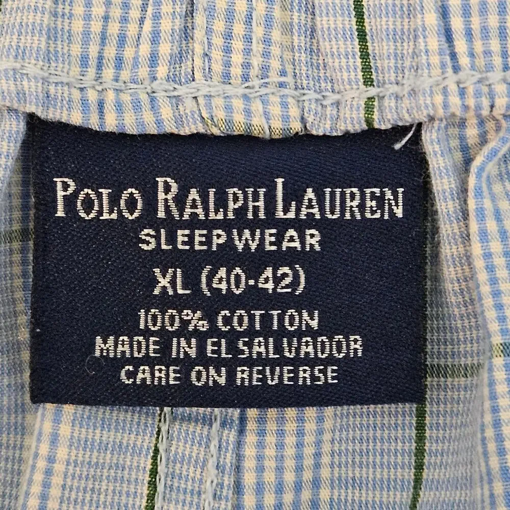 Polo Ralph Lauren Blue Plaid Pajama Lounge Sleepwear Bottoms‎ | Men's XL | 40-42